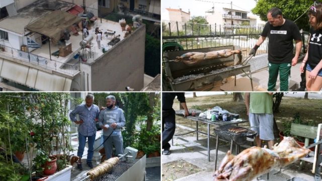 Κυριακή του Πάσχα στην πόλη: Σούβλες σε αυλές, ταράτσες, πεζόδρομια ακόμα και στη θάλασσα – «Βροχή» οι παραγγελίες για οβελία με… delivery (Video)