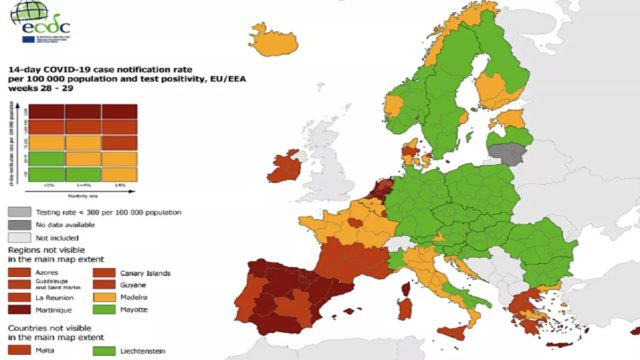 Συναγερμός από το ECDC: Στο «κόκκινο» οι περισσότερες περιοχές της Ελλάδας – Σε «βαθύ κόκκινο» Κρήτη και Νότιο Αιγαίο
