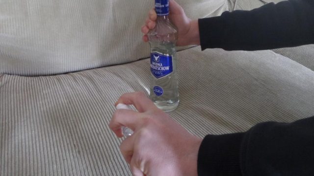 Παίρνει ένα μπουκάλι βότκα και αρχίζει να ψεκάζει τον καναπέ της. Μόλις στεγνώσει, δεν πιστεύει στα μάτια της!