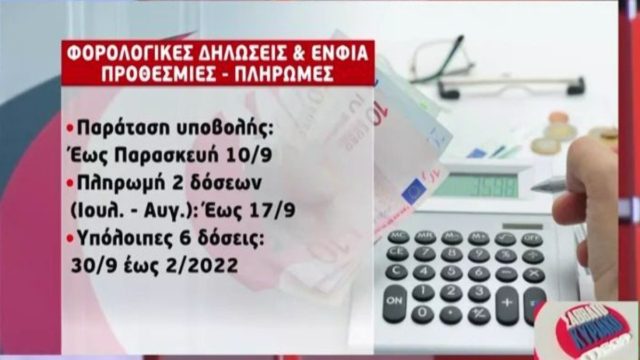 Φορολογικές δηλώσεις – ΕΝΦΙΑ: Οι νέες προθεσμίες πληρωμών (Video)