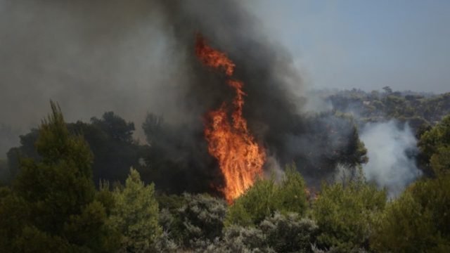 Μεγάλη φωτιά στο Μαρκάτι του Δήμου Λαυρεωτικής – Απειλούνται σπίτια