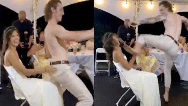 Γαμπρός προσπαθεί να προσφέρει lap dance στη νύφη και της «σκάει» κλοτσιά καράτε στο κεφάλι!