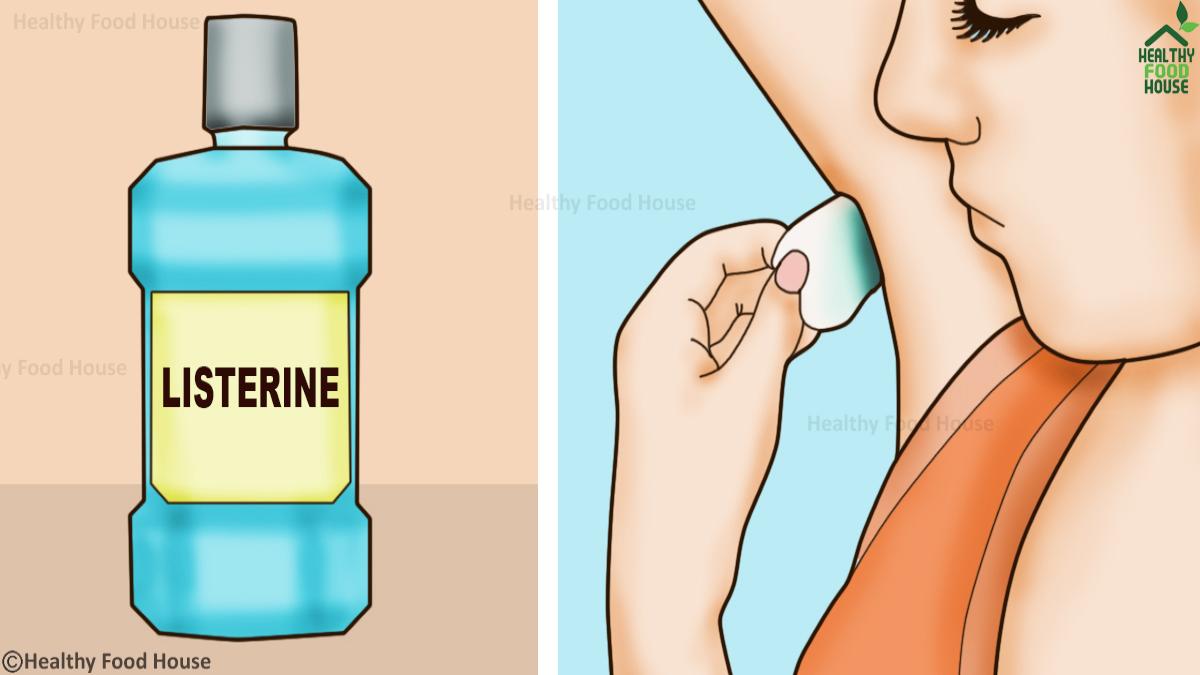 Ρίχνει Listerine σε λίγο βαμβάκι και το τρίβει στις μασχάλες της. Μετά από μερικά λεπτά, μένει έκπληκτη από το αποτέλεσμα!