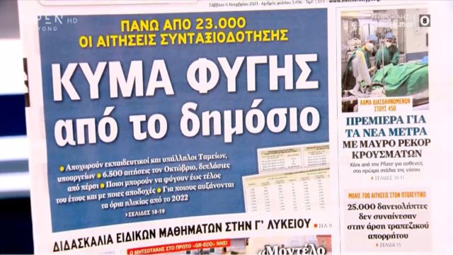 Τα πρωτοσέλιδα των εφημερίδων (6/11)