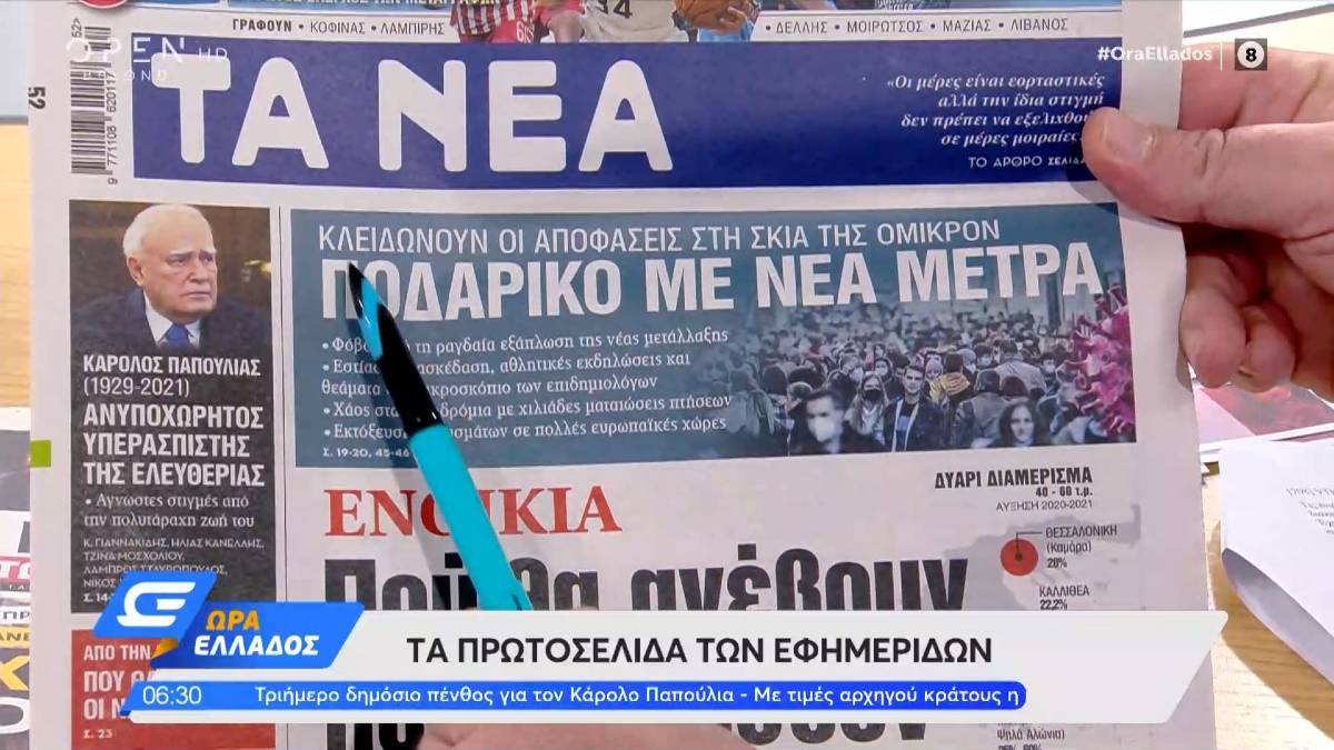 Τα πρωτοσέλιδα των εφημερίδων (27/12)