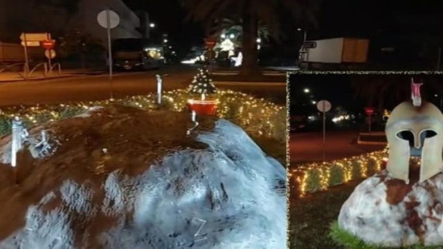 Αδιανόητο: Άγνωστοι έκλεψαν την περικεφαλαία από την είσοδο της Σπάρτης (Βίντεο)