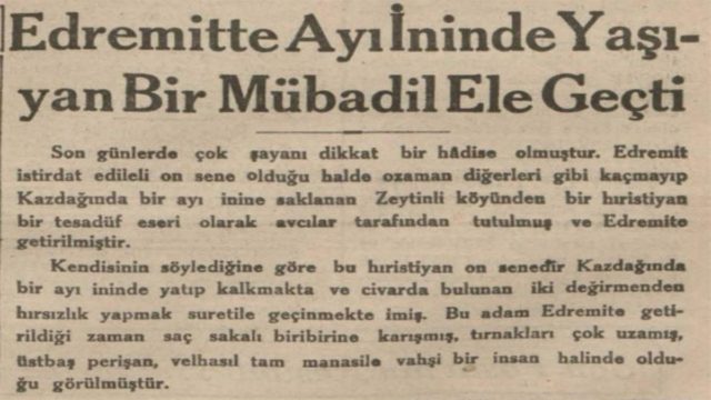 Απίστευτο: Βρέθηκε απόκομμα εφημερίδας από το 1932 στην Μυτιλήνη – Η ιστορία με τον Χριστιανό που ζούσε σε φωλιά αρκούδας (photo)