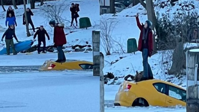 Αδιανόητο! Βυθιζόταν το αυτοκίνητό της και εκείνη τραβούσε selfie