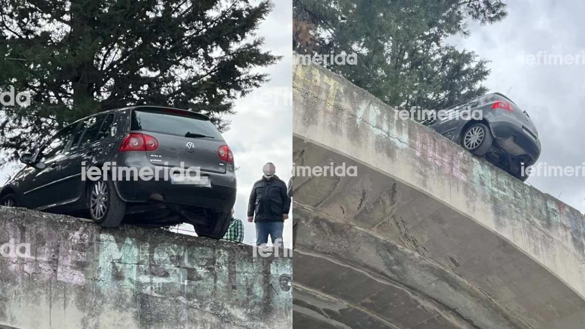 Σοκ στη Πανεπιστημιούπολη Ζωγράφου με αυτοκίνητο που κρεμάστηκε (video)