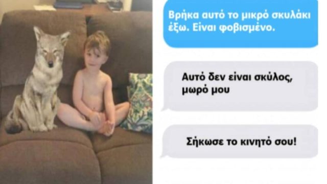 Έστειλε στον άντρα της φωτογραφία τον γιο τους πλάι στο νέο τους σκύλο. Μόλις την κοίταξε λίγο καλύτερα έχασε τα λογικά του!