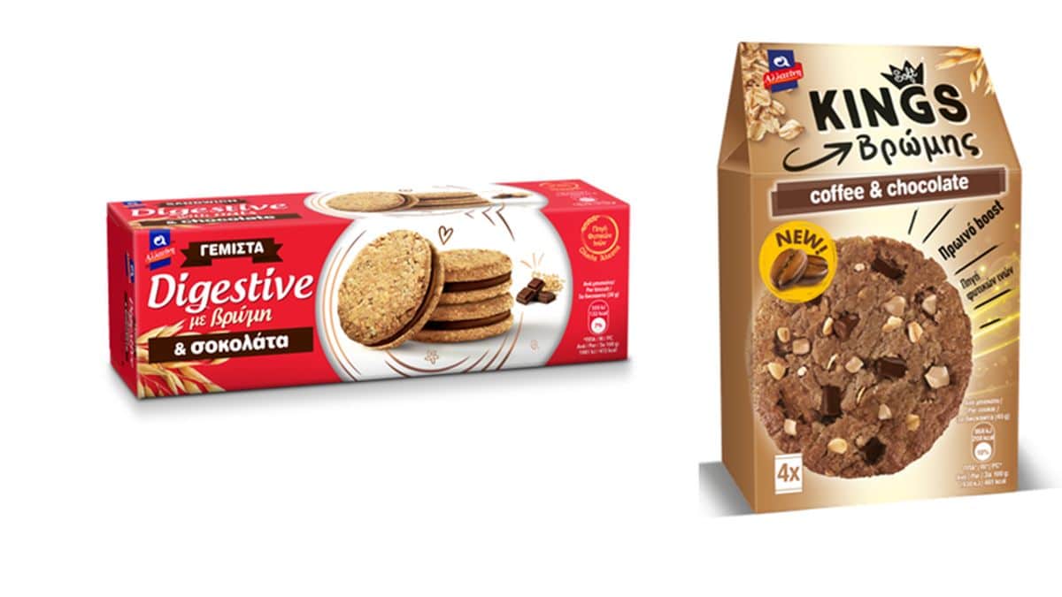 Νέα απολαυστικά μπισκότα Αλλατίνη: Digestive με βρώμη & γέμιση σοκολάτα και Soft Kings βρώμης Coffee & Chocolate