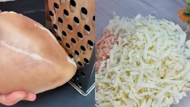 Έβγαλε το κοτόπουλο από τη κατάψυξη και άρχισε να το τρίβει – Όταν πρόσθεσε τυρί και μυρωδικά έφτιαξε το απόλυτο πιάτο (video)