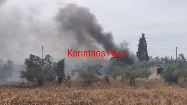 Φωτιά στην Κόρινθο – Συναγερμός απέναντι από τον Προαστιακό