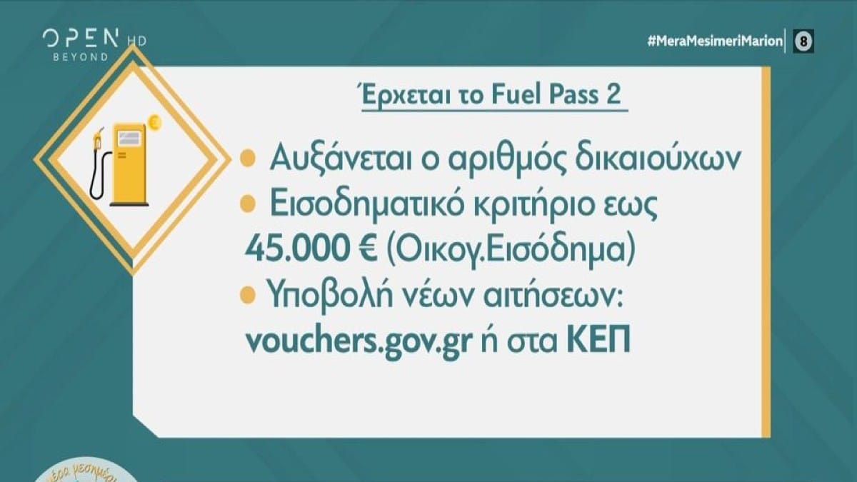 «Κλείδωσε» το «Fuel Pass»: Νέο πακέτο μέτρων! Μεγαλύτερη επιδότηση στα καύσιμα – Αυξάνονται οι δικαιούχοι (Video)