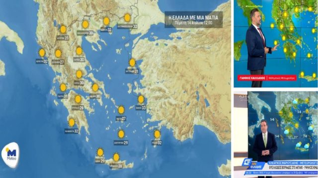 Καιρός σήμερα 14/7: Αίθριος με πρόσκαιρες νεφώσεις! Στους 34 βαθμούς η θερμοκρασία – Αναλυτική πρόγνωση Γιάννη Καλλιάνου & Κλέαρχου Μαρουσάκη (Video)