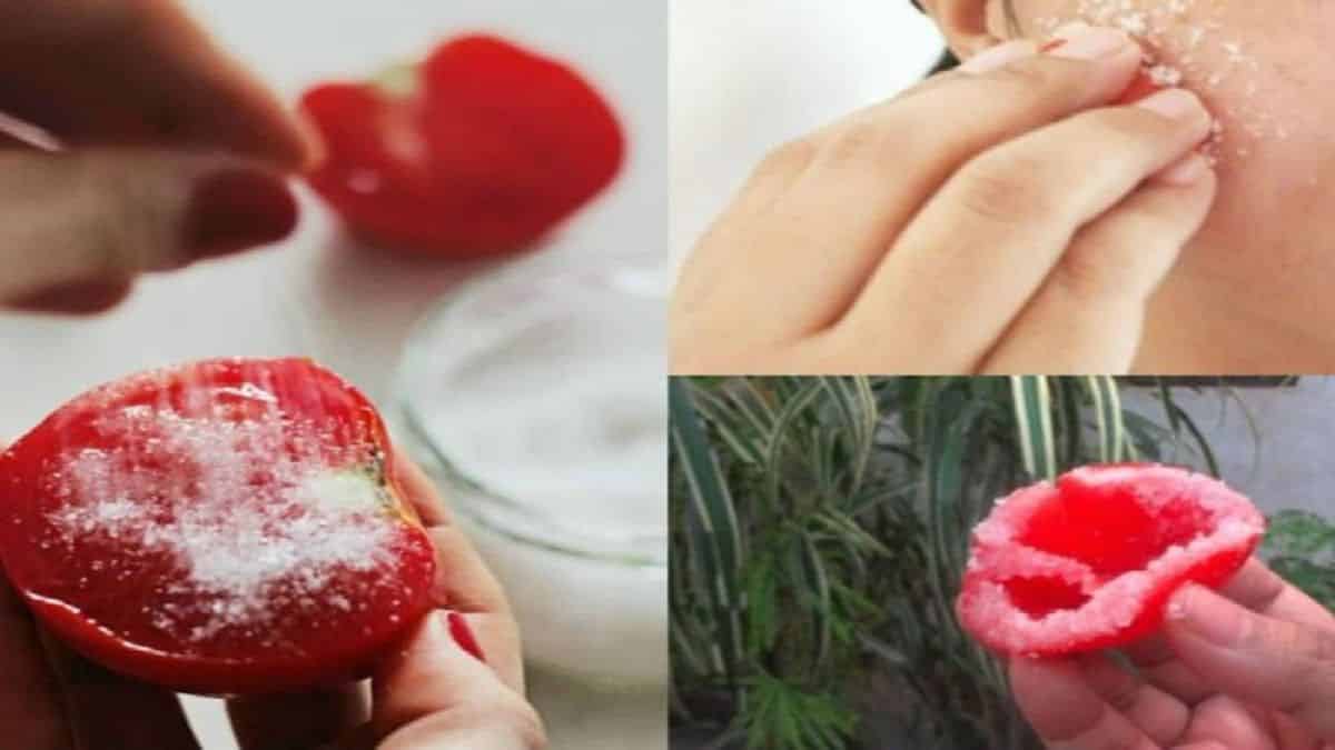 Έκοψε μια ντομάτα στη μέση τη βούτηξε σε ζάχαρη και την έτριψε στο πρόσωπο της – Το αποτέλεσμα είναι απλά θεαματικό
