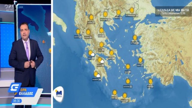 Καιρός σήμερα 2/8: Ηλιοφάνεια με υψηλές θερμοκρασίες αλλά… με πιθανότητα σποραδικών βροχών – Συναγερμός από Κλέαρχο Μαρουσάκη (Video)