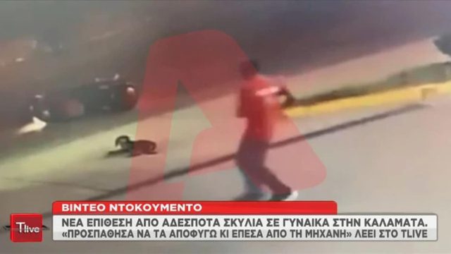 Σοκαριστικό βίντεο-ντοκουμέντο από τη νέα επίθεση αδέσποτων σκύλων σε γυναίκα που έπεσε από τη μηχανή