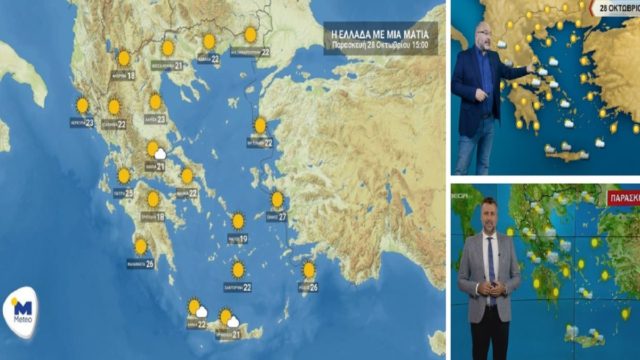 Καιρός σήμερα 28/10: Με ήλιο και καλές θερμοκρασίες οι παρελάσεις! Σε ποιες περιοχές αναμένονται νεφώσεις – Αναλυτική πρόγνωση Καλλιάνου & Αρναούτογλου (Video)