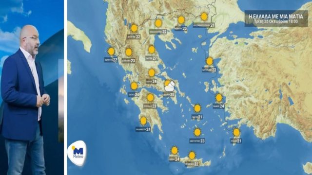 Καιρός σήμερα 25/10: “Μυρίζει” καλοκαιράκι! Στους 29 βαθμούς θα φτάσει το θερμόμετρο – Αναλυτική πρόγνωση Σάκη Αρναούτογλου (Video)