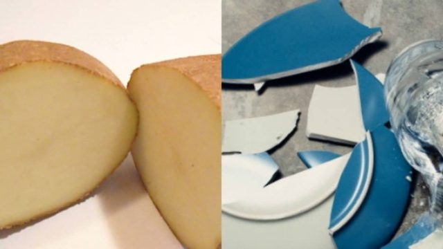 Κόβει μια πατάτα στη μέση και την πιέζει πάνω σε σπασμένα γυαλιά – Μόλις δείτε το λόγο θα μείνετε άφωνοι!