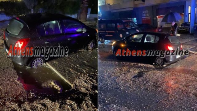 Δήμος Μαρκοπούλου: Μπάλωσαν πρόχειρα τους δρόμους έπειτα από εργασίες και η Γη… κατάπιε ΙΧ μετά την πρώτη βροχή! (photos)
