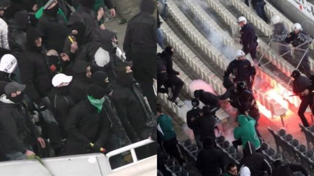 Μολότοφ έξω από τον ΣΚΑΪ: Επεισόδια πριν το Ολυμπιακός – Παναθηναϊκός