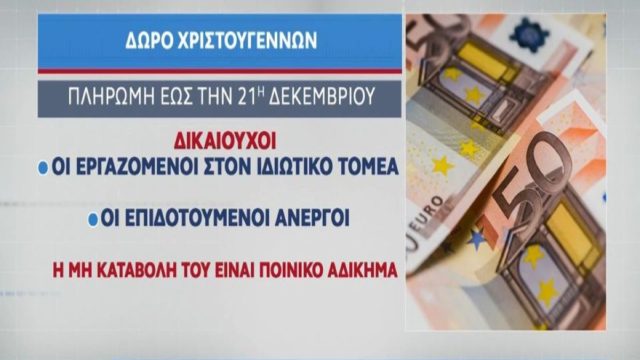 Δώρο Χριστουγέννων: Τι γίνεται σε περίπτωση απόλυσης ή παραίτησης – Πόσα δικαιούστε και πότε πρέπει να τα πάρετε (Video)