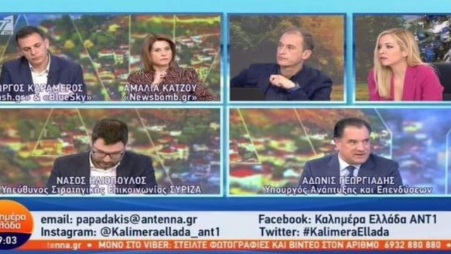 «Είσαι απατεώνας και κλόουν»: Μαλλιά κουβάρια στον αέρα του ΑΝΤ1 Ηλιόπουλος και Άδωνις! (video)