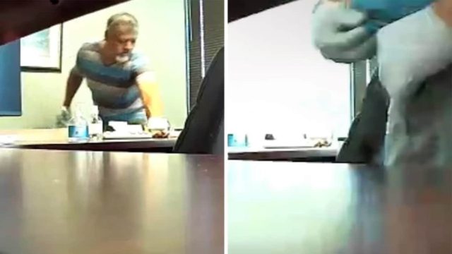 Επιστάτης έπαιρνε το μπουκαλάκι με το νερό γυναίκας στο γραφείο – Η κρυφή κάμερα αποκάλυψε την «άρρωστη» πράξη του (video)