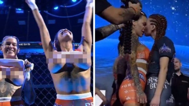 Πανικός στο ρινγκ: Aθλήτριες του MMA φιλήθηκαν και στη συνέχεια γδύθηκαν μπροστά στο κοινό τους (video)
