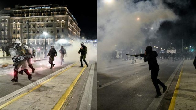 Συλλαλητήριο στο Σύνταγμα: Επεισόδια με μολότοφ, χημικά και κρότου λάμψης στην πορεία για την τραγωδία στα Τέμπη (video)