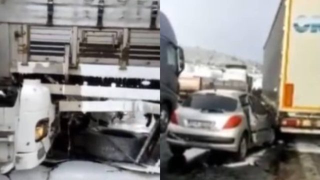 Τουρκία: Καραμπόλα 58 οχημάτων λόγω του χιονιά! (Video)