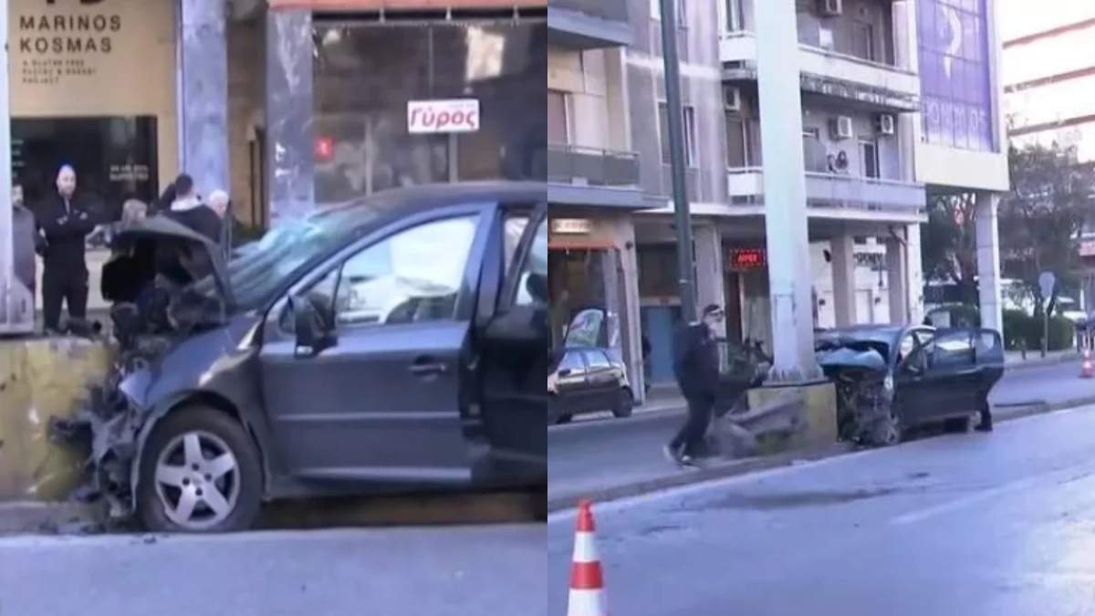 Σοκαριστικό τροχαίο με ένα νεκρό και δύο τραυματίες στη λεωφόρο Μεσογείων – Νεαρός άνδρας έχασε τον έλεγχο και «καρφώθηκε» σε κολώνα (video)