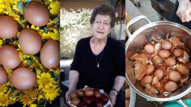 Κρεμμύδια και μαργαρίτες για το βάψιμο των Πασχαλινών αυγών: Τα μυστικά της γιαγιάς Ιωάννας για το τέλειο χρώμα!