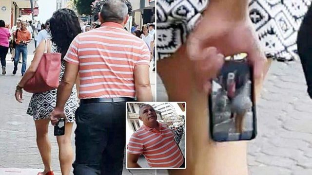 Ανώμαλος προσπαθεί να τραβήξει βίντεο κάτω από τη φούστα μιας γυναίκας! Ξαφνικά από πίσω του… (video)