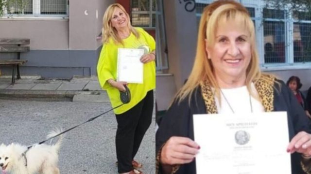 Γκρέμισε τα στερεότυπα: Η κυρία Μαίρη τελείωσε το σχολείο και πήρε πτυχίο στα 61 της χρόνια μαζί με το σκυλάκι της