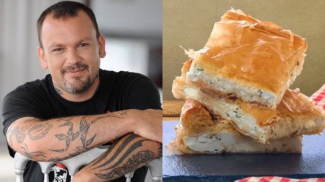 Αρωματική τυρόπιτα από τον Δημήτρη Σκαρμούτσο με βασιλικό, φέτα και γιαούρτι έτοιμη σε 5′