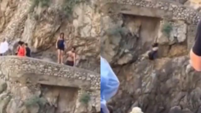 Τρόμος σε παραλία της Ιταλίας: Τουρίστρια ετοιμάζεται να βουτήξει στην θάλασσα και πέφτει σε βράχια (video)