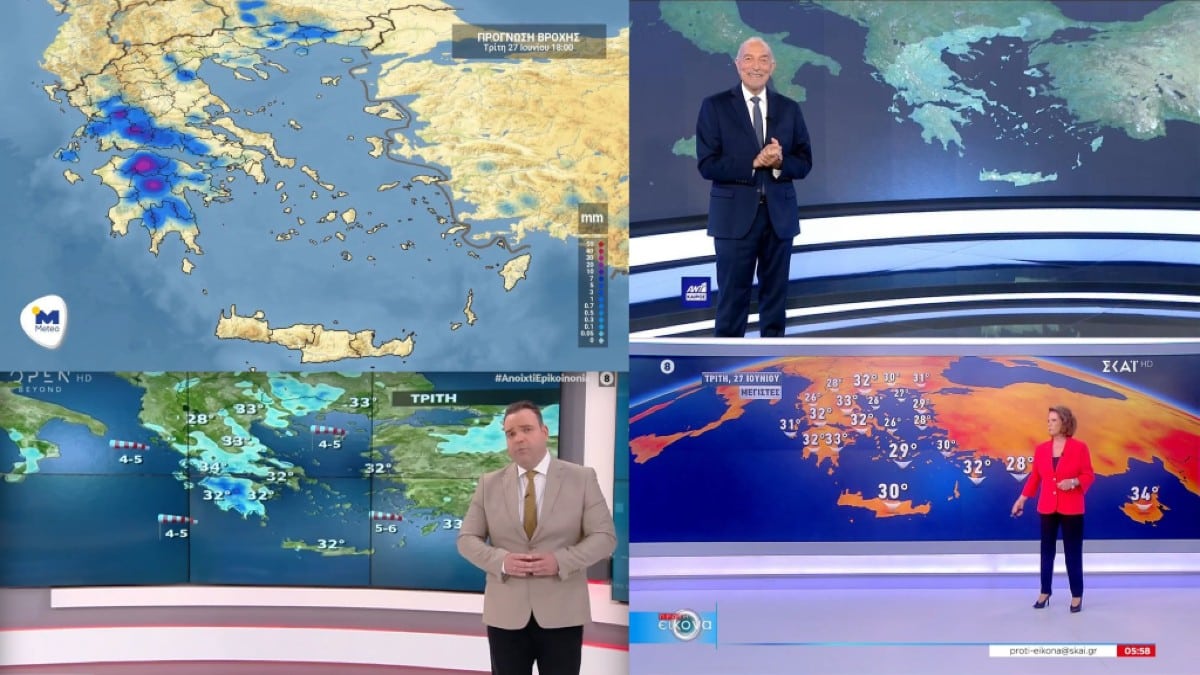 Καιρός σήμερα 27/6: Ζέστη αλλά… και βροχές – Καταιγίδες και στην Αττική! “Καμπανάκι” Κλέαρχου Μαρουσάκη, Τάσου Αρνιακού και Χριστίνας Σούζη (Video)