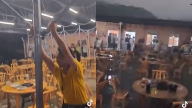 Τους πήρε και τους σήκωσε: Τρόμος για πελάτες σε εστιατόριο στην Κίνα – Θυελλώδεις άνεμοι τους «πήραν» με την τέντα (video)