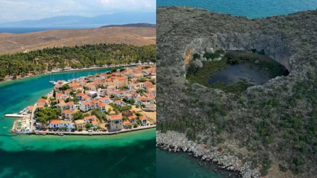 Εντυπωσιακές εικόνες: Η άγνωστη βυθισμένη γέφυρα της Ελλάδας και ο κρατήρας με τα νούφαρα (Video)