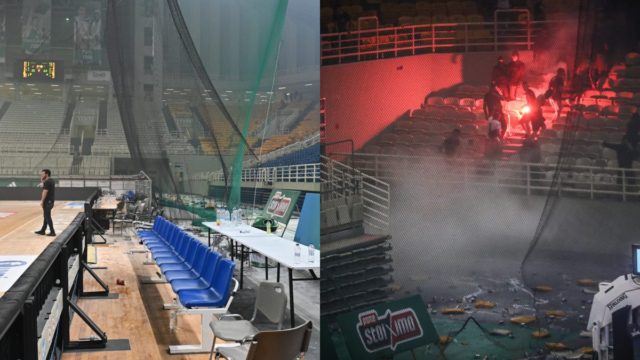 Σκηνές πολέμου στον αγώνα Παναθηναϊκού-Ολυμπιακού: Οριστική διακοπή, πρωταθλητές οι ερυθρόλευκοι!