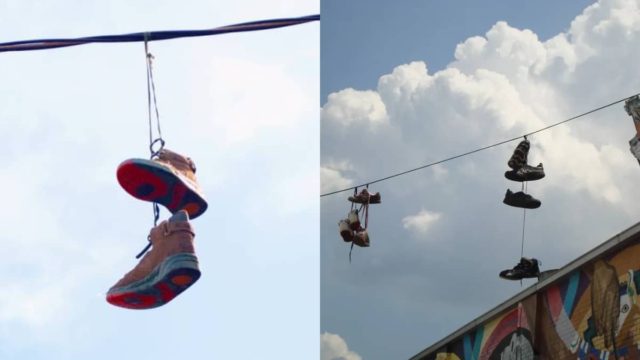 Το «shoefiti» ήρθε και στον Χολαργό: Το φαινόμενο με τα κρεμασμένα παπούτσια στα καλώδια της ΔΕΗ και τι συμβολίζει