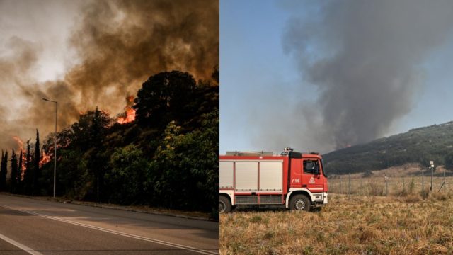 Φωτιά στην Λαμία: Αναζωπυρώθηκε η πυρκαγιά στα βόρεια της πόλης – Μήνυμα του 112 για εκκένωση της Αμφιθέας