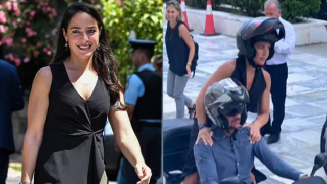 «Easy rider» η Δόμνα Μιχαηλίδου: Κατέφτασε στην Βουλή με μηχανή και μαγνήτισε τα βλέμματα (video)