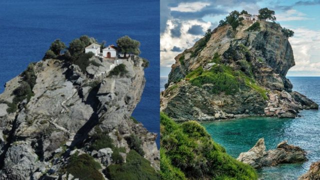 Αϊ-Γιάννης στο Καστρί: Το εκκλησάκι της Σκοπέλου που δεσπόζει στην κορυφή ενός απόκρημνου βράχου με θέα το μπλε του Αιγαίου