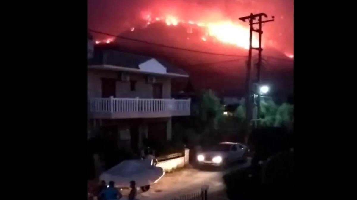 Φωτιά στο Διακοπτό: Εικόνες που κόβουν την ανάσα με τις φλόγες να πλησιάζουν σπίτια