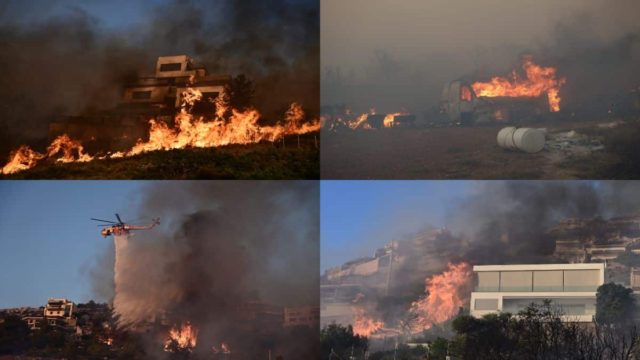 Σε πύρινο κλοιό η χώρα: Μαίνονται οι πυρκαγιές σε Κουβαρά, Λουτράκι, Αχαΐα και Βοιωτία! Εφιαλτικές αναζωπυρώσεις με τις φλόγες να “καταπίνουν” σπίτια – Άνοιξε η Εθνική Οδός Αθηνών-Κορίνθου