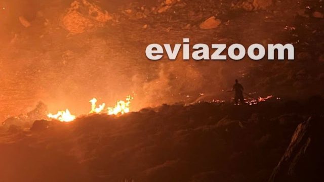Φωτιά στην Εύβοια: Δραματικές ώρες για πυροσβέστη στην Κάρυστο – «Δεν έρχεται νερό κάτω;» (video & photos)